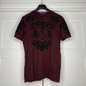 Dolce&Gabbana Baroque DG Logo Bordeaux T-Shirt